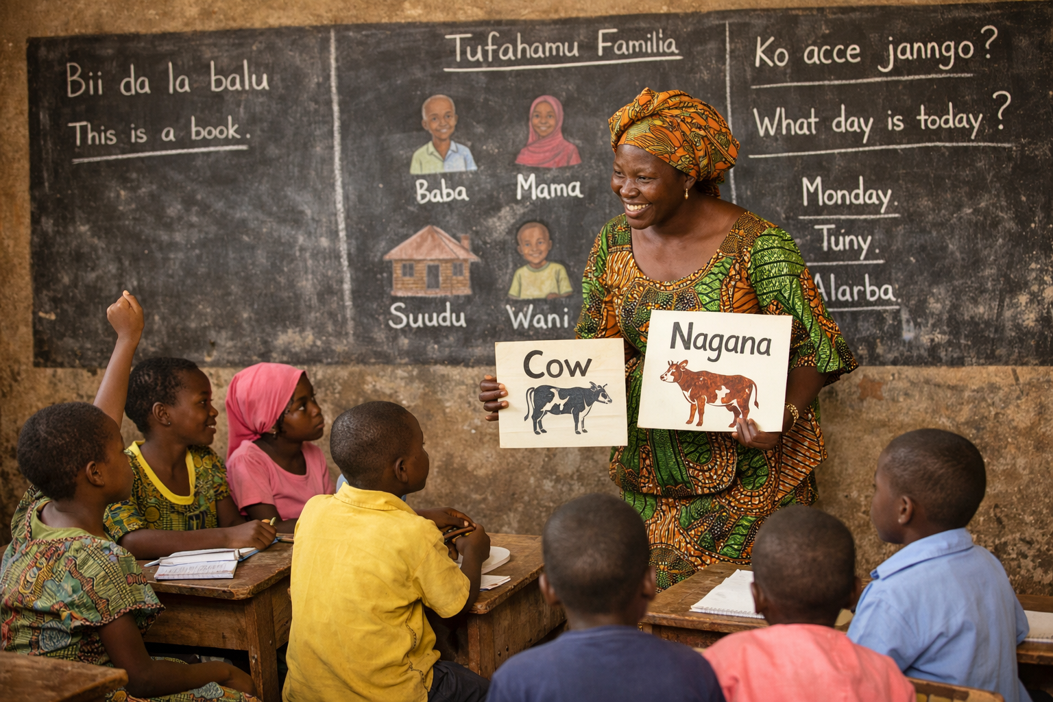 Children in a multilingual African classroom